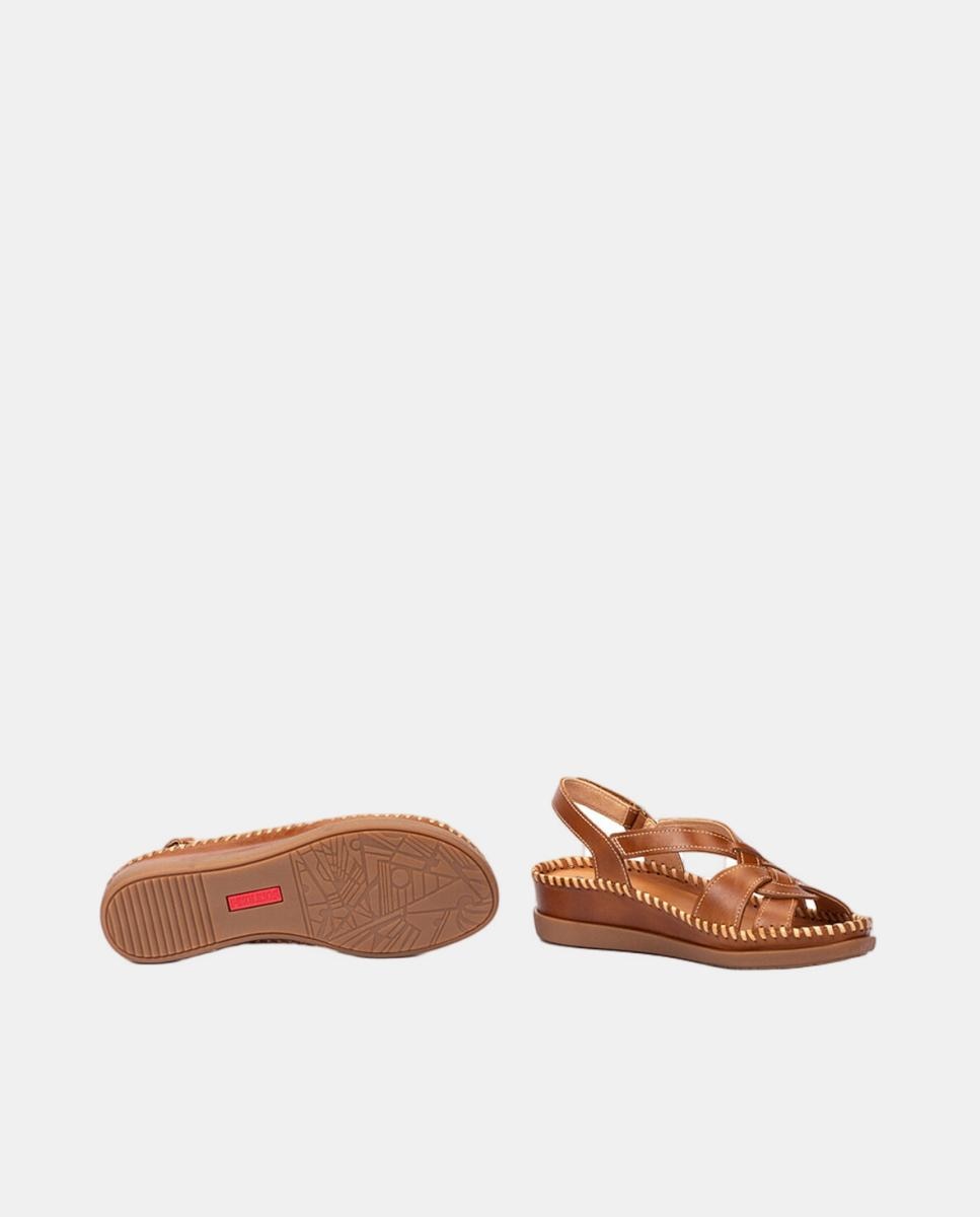 Sandalias cuña de mujer en piel - Pikolinos - Marrón Marrón-5