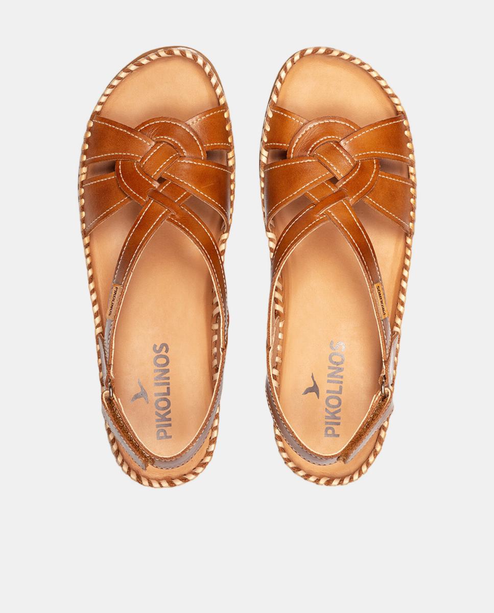 Sandalias cuña de mujer en piel - Pikolinos - Marrón Marrón-6