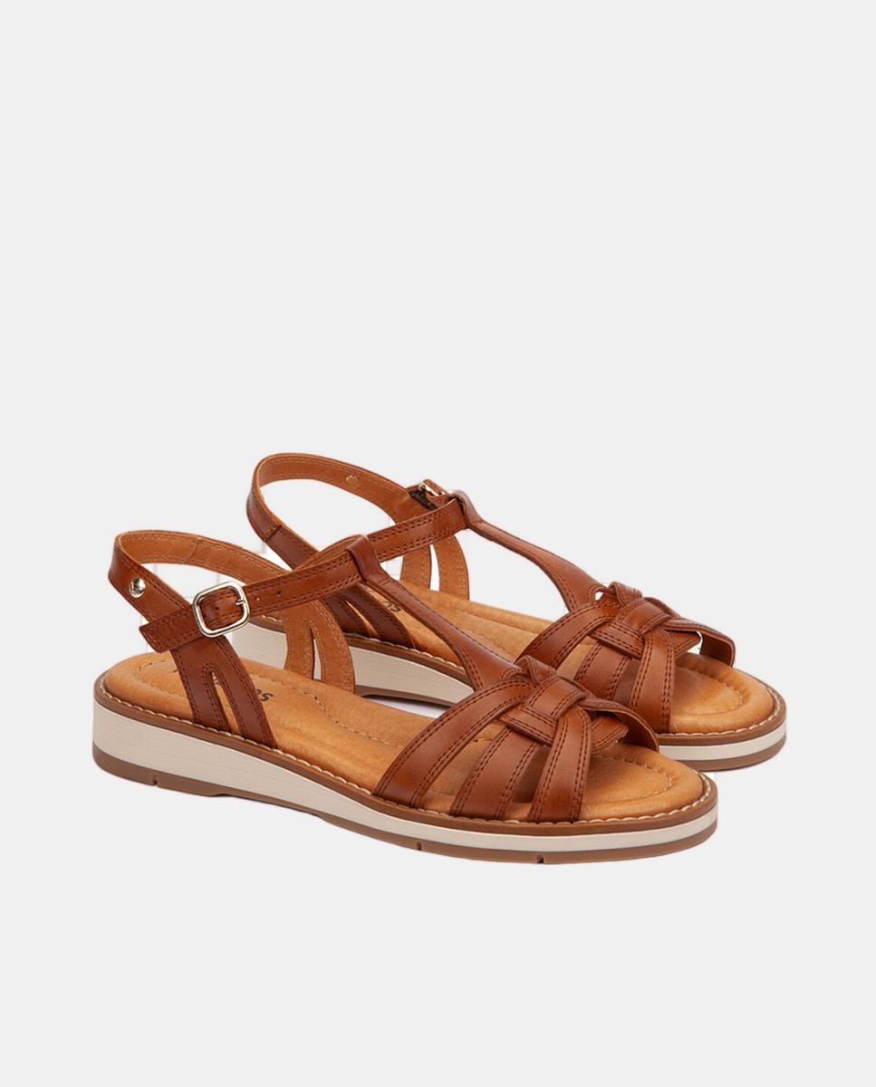 Sandálias Rasas em Pele Castanho-2