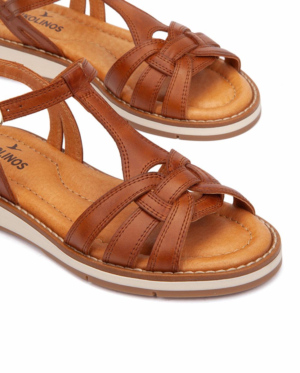 Sandálias Rasas em Pele Castanho-4