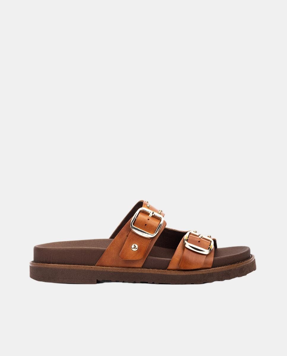 Imagem 0 de Sandálias Rasas em Pele