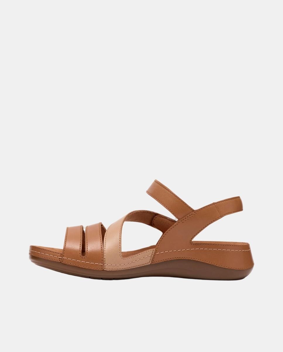 Sandálias Cecily Mix Beige Combi com Sola de TPR - Bege Combi Castanho-2
