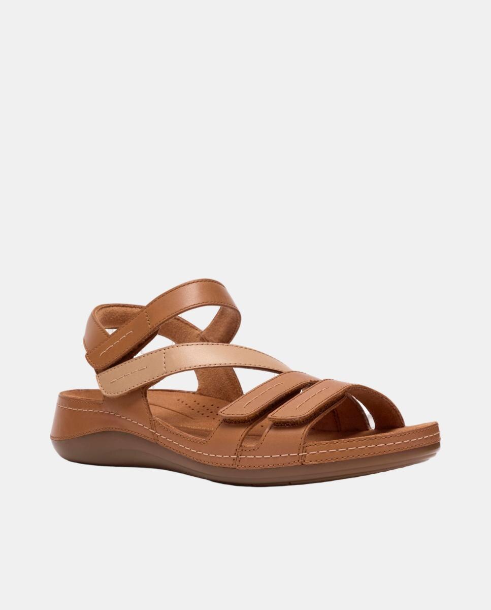 Sandálias Cecily Mix Beige Combi com Sola de TPR - Bege Combi Castanho-3