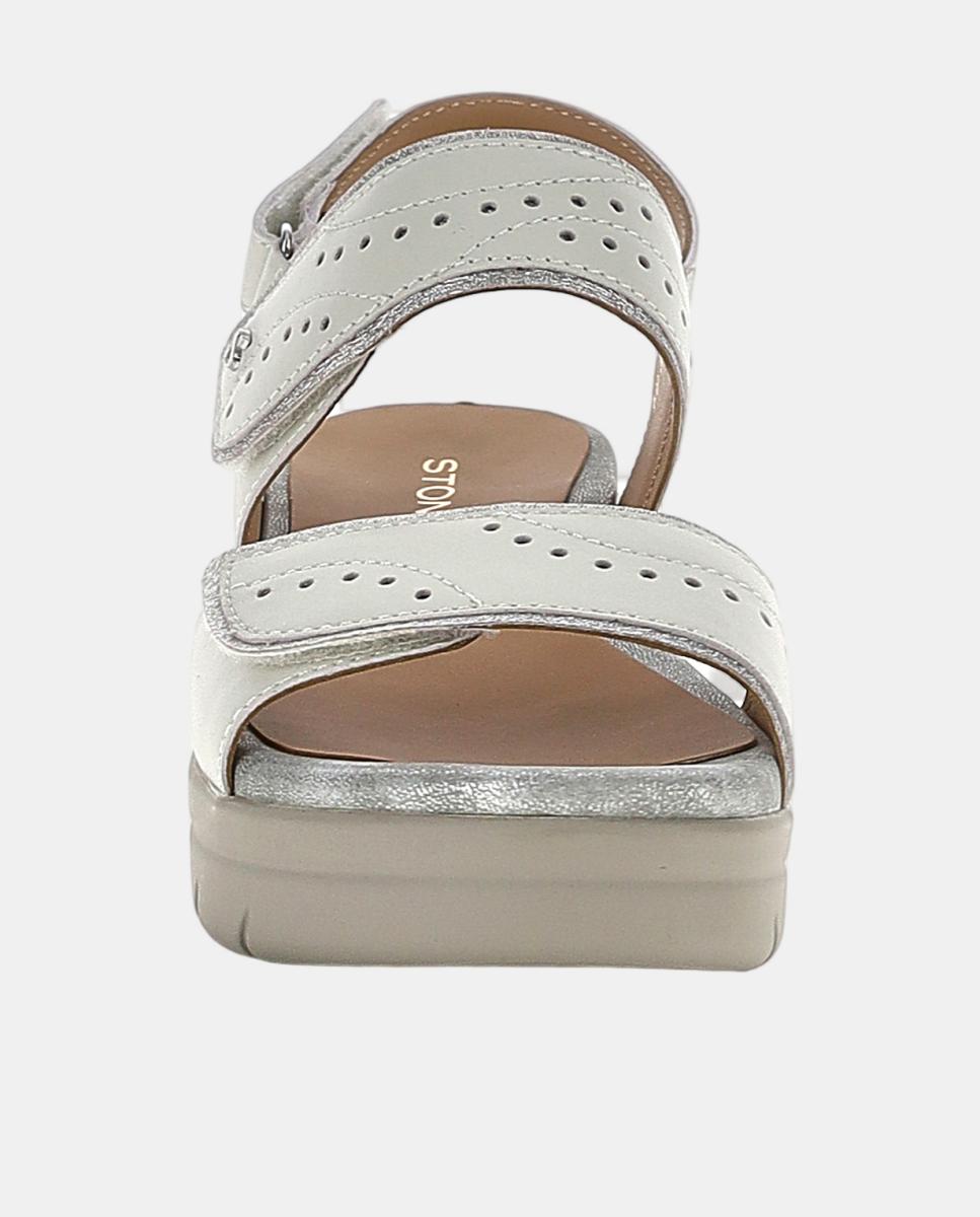 Sandálias com Velcros e Glitter Branco-4