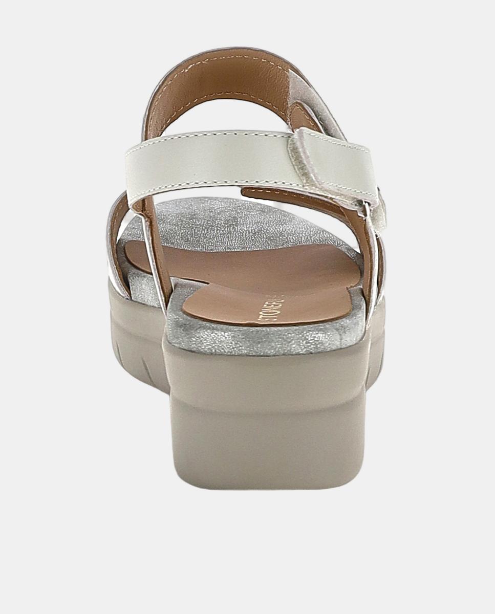 Sandálias com Velcros e Glitter Branco-5