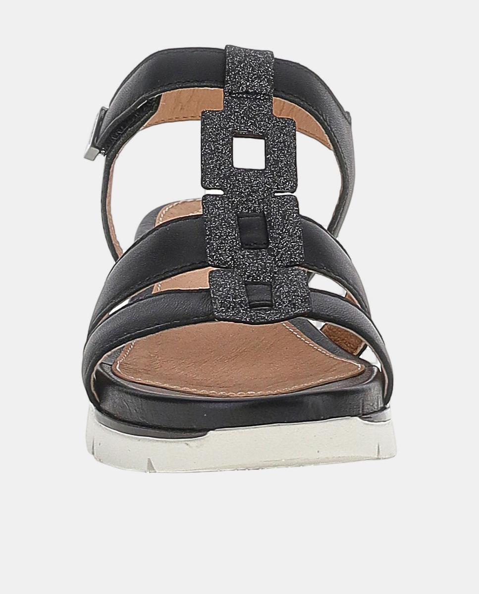 Sandálias com Velcro e Glitter Preto-4