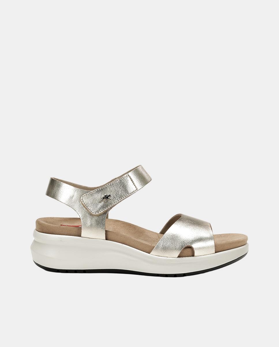 Imagem 0 de Sandálias Rasas com Tira Larga, Pulseira pelo Tornozelo com Fecho Aderente e em Pele