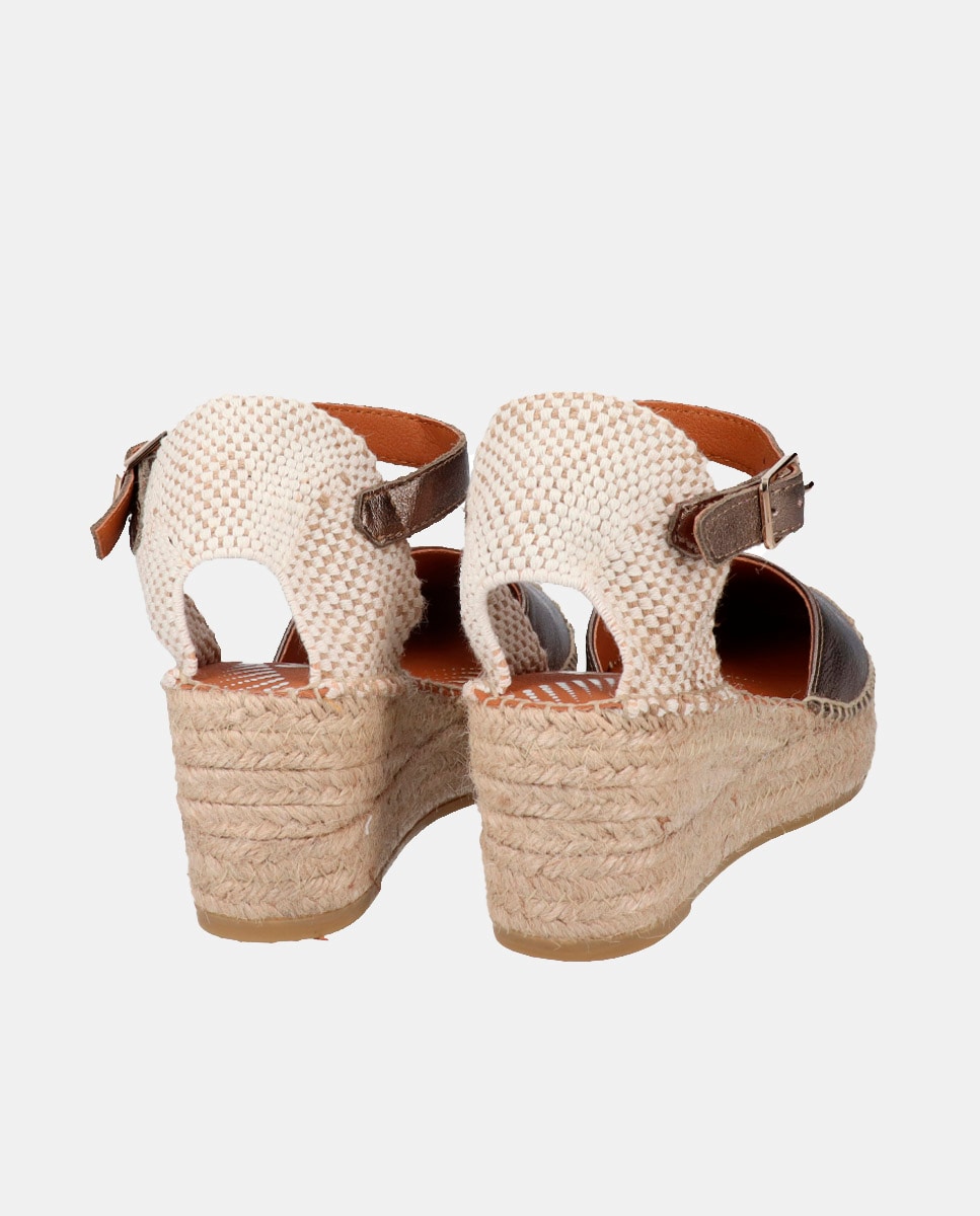 Alpercatas em Pele com Fivela na Cunha Yuteflex Denim-3