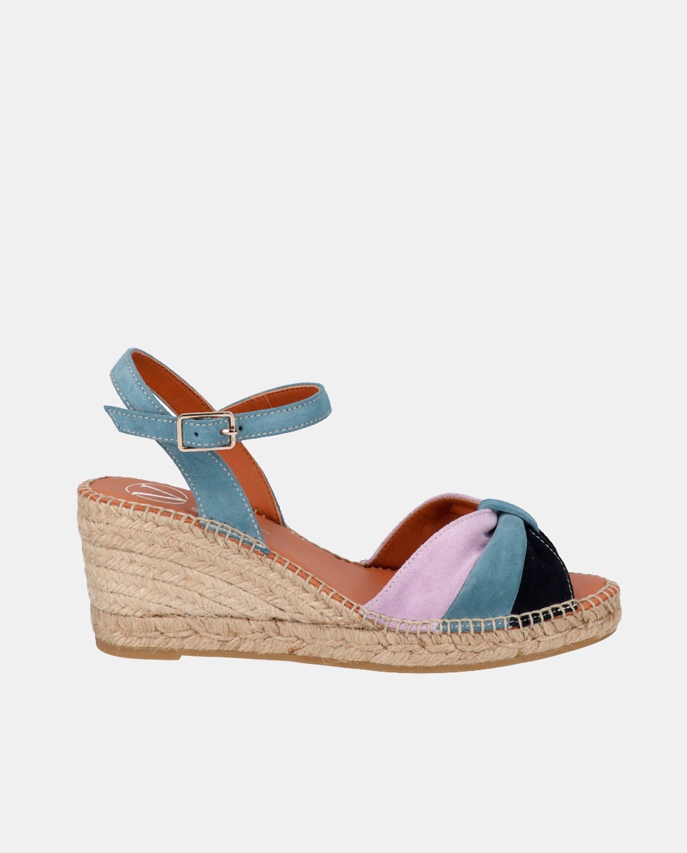 Imagem 0 de Alpercatas Tipo Sandálias em Pele com Cunha - Multicolor