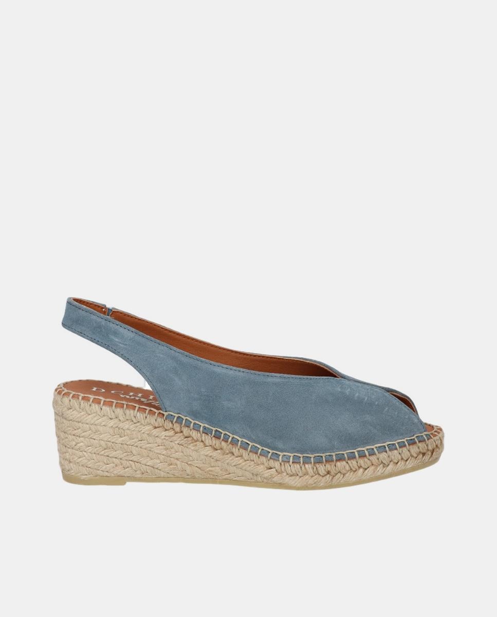 D'Chicas - Alpargata mujer peep toes en piel serraje en cuña yuteflex.