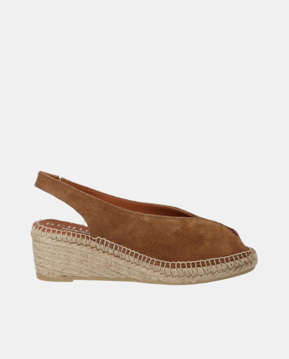Imagem 0 de Alpercata peep toes em pele com cunha yuteflex