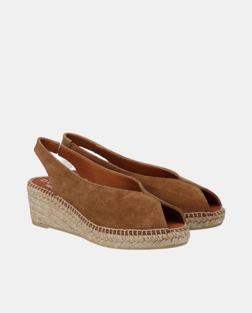 Alpercata peep toes em pele com cunha yuteflex Natural-2