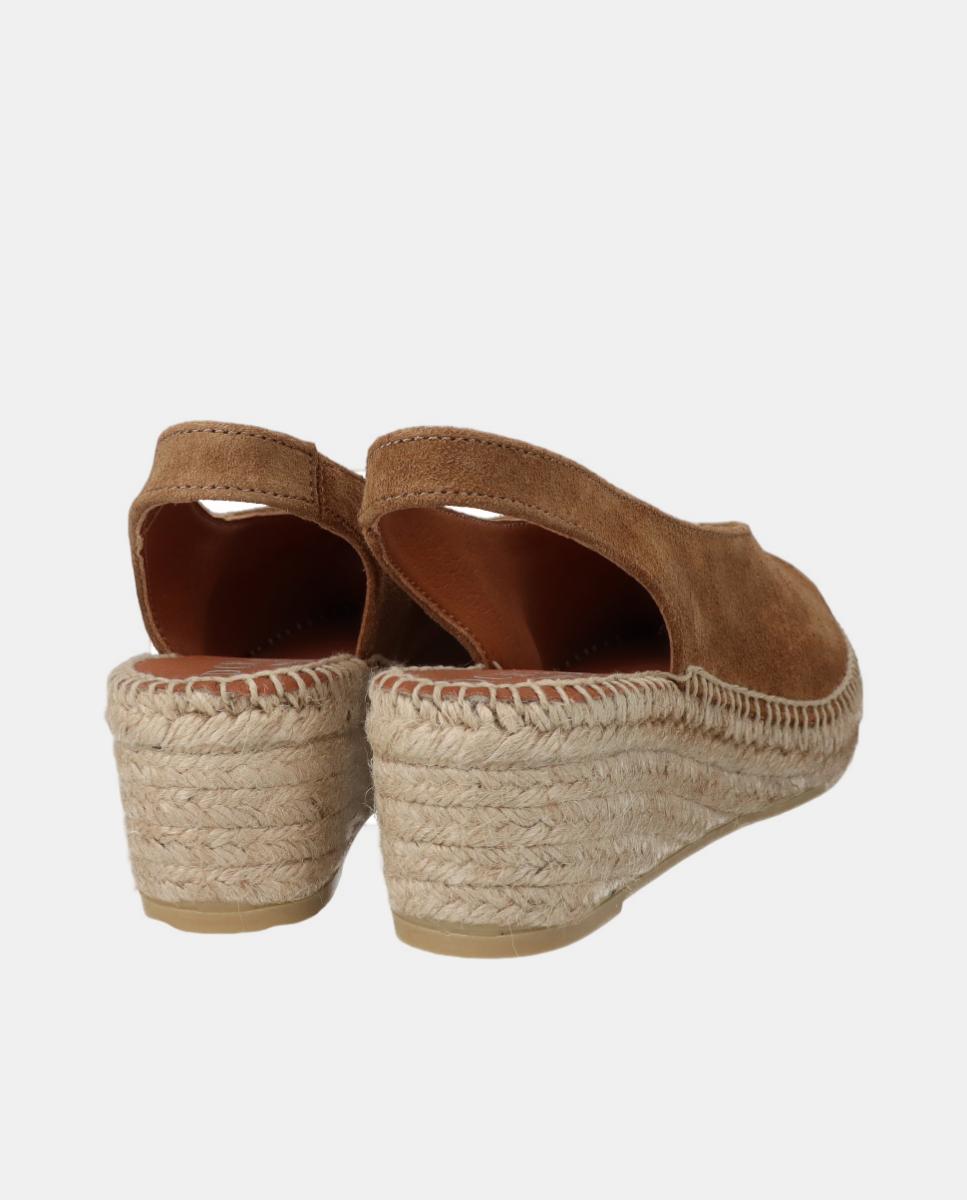 Alpercata peep toes em pele com cunha yuteflex Natural-3