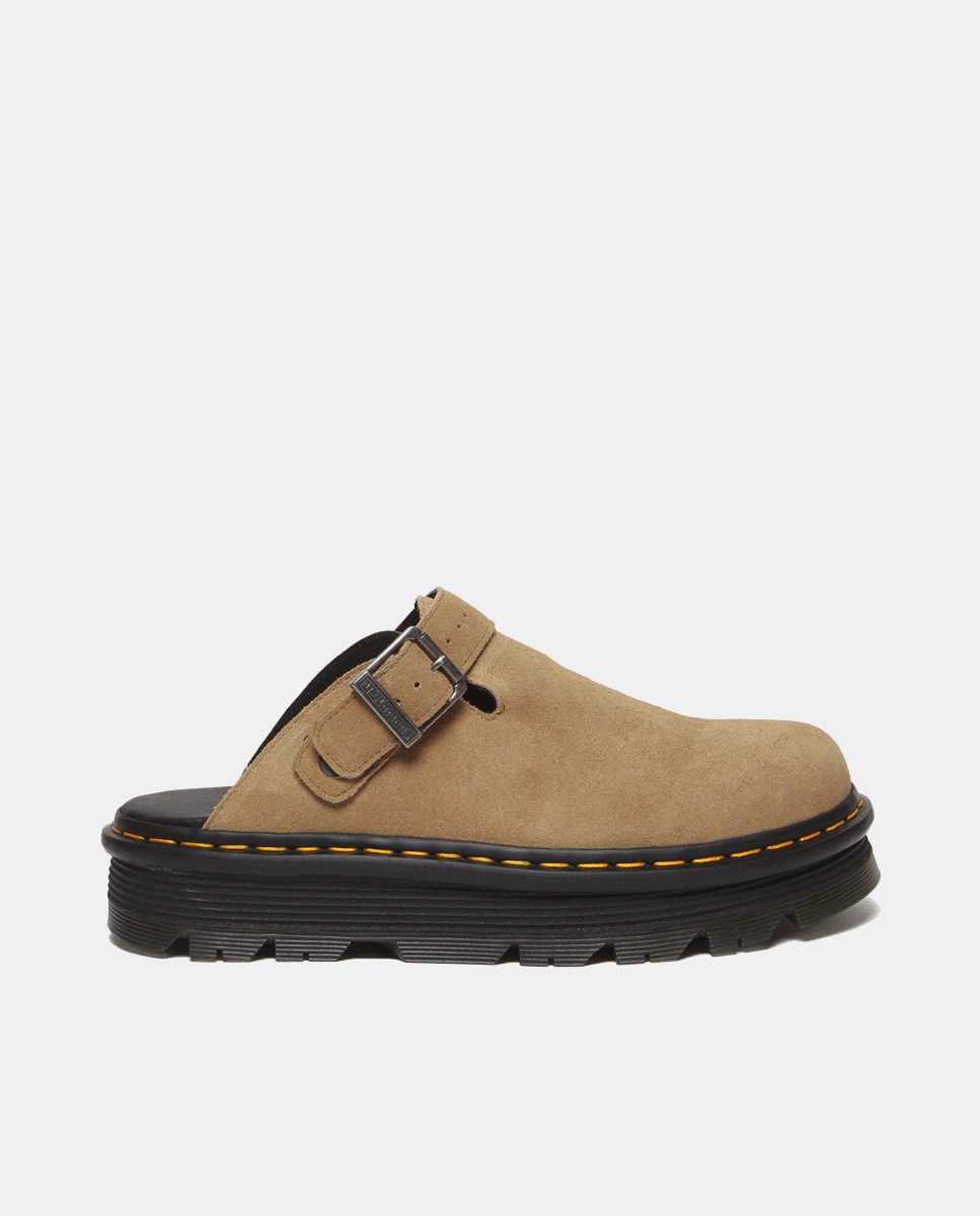 Mules de Plataforma Casual Zebzag de Camurça Bege-1