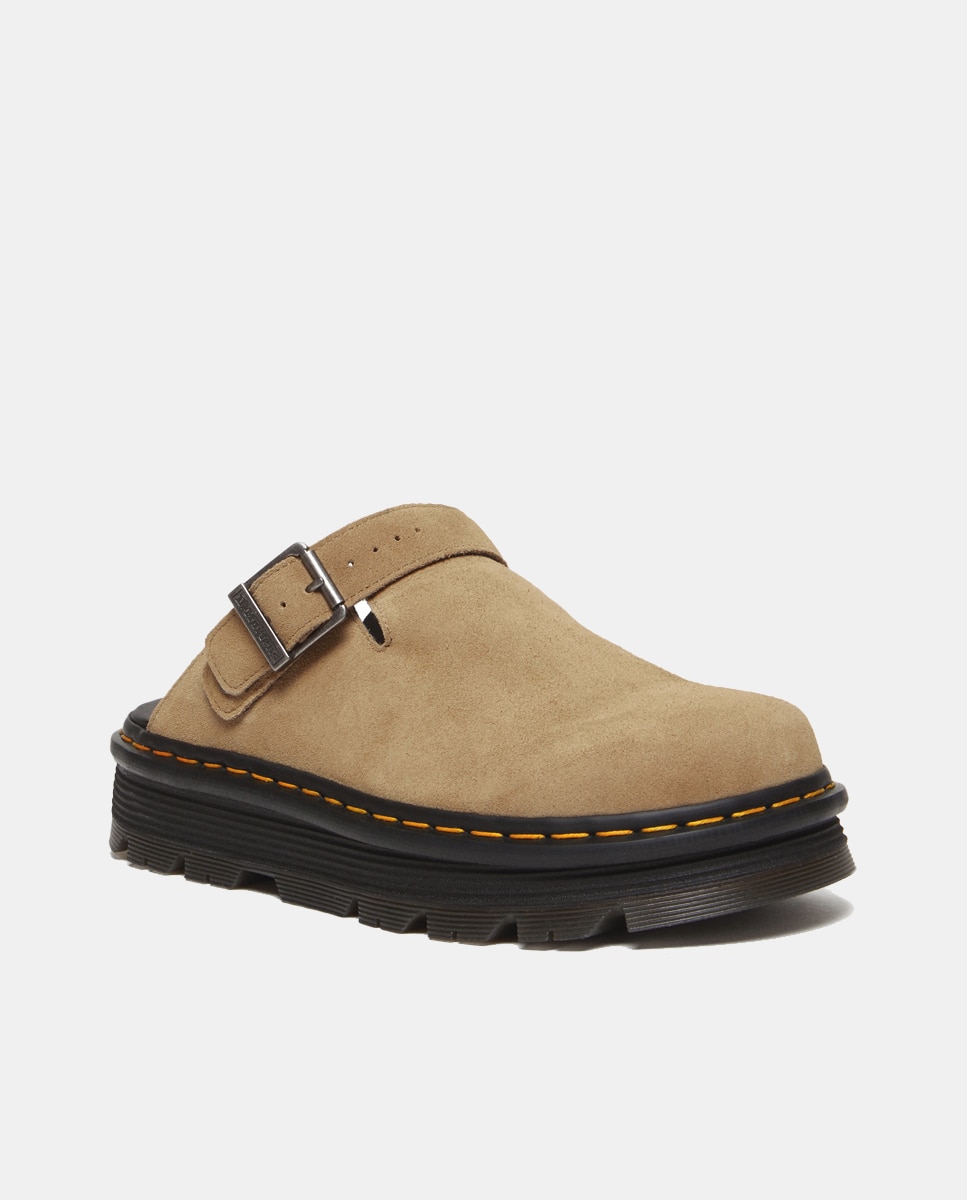 Mules de Plataforma Casual Zebzag de Camurça Bege-2