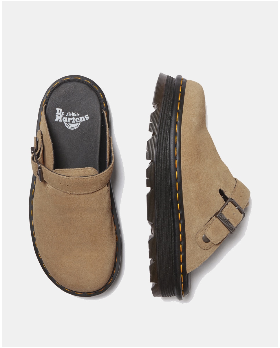 Mules de Plataforma Casual Zebzag de Camurça Bege-6