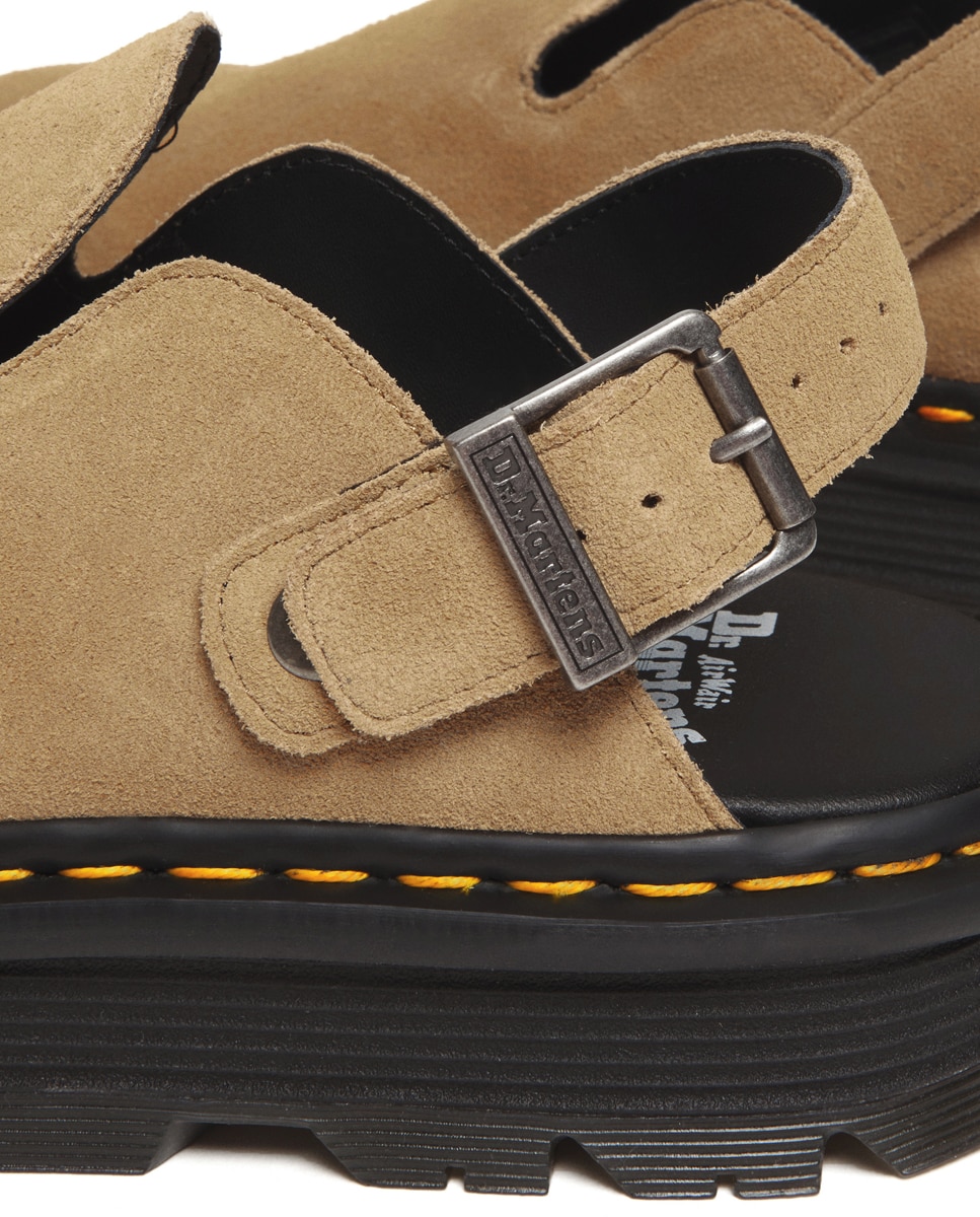 Mules de Plataforma Casual Zebzag de Camurça Bege-8