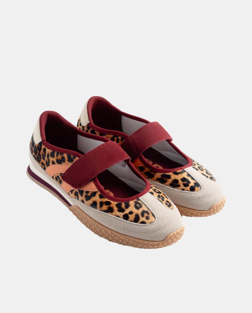 Sabrinas Desportivas em Pele com Animal Print Multicolor-2