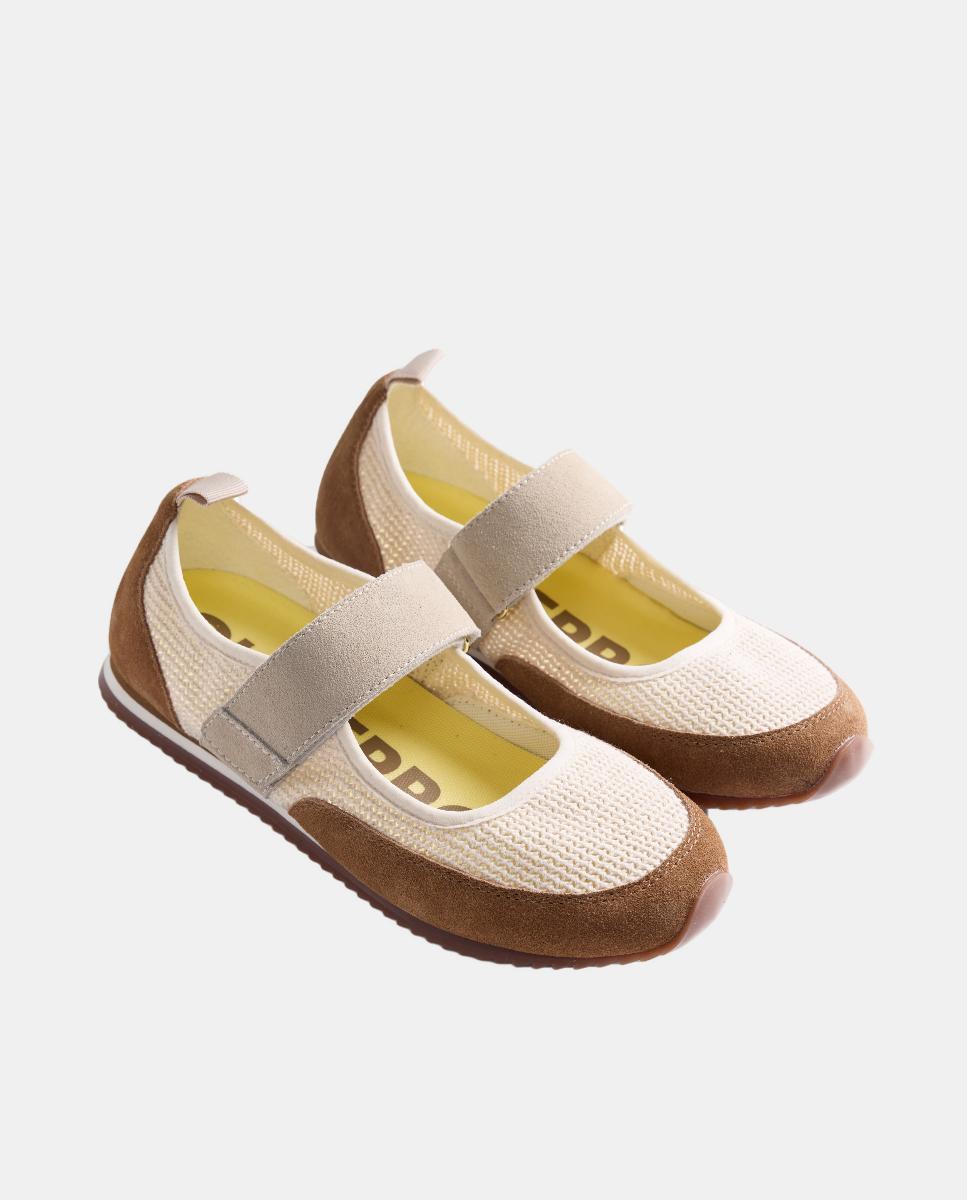 Bailarinas deportivas piel y crochet - Gioseppo - Natural Natural-2