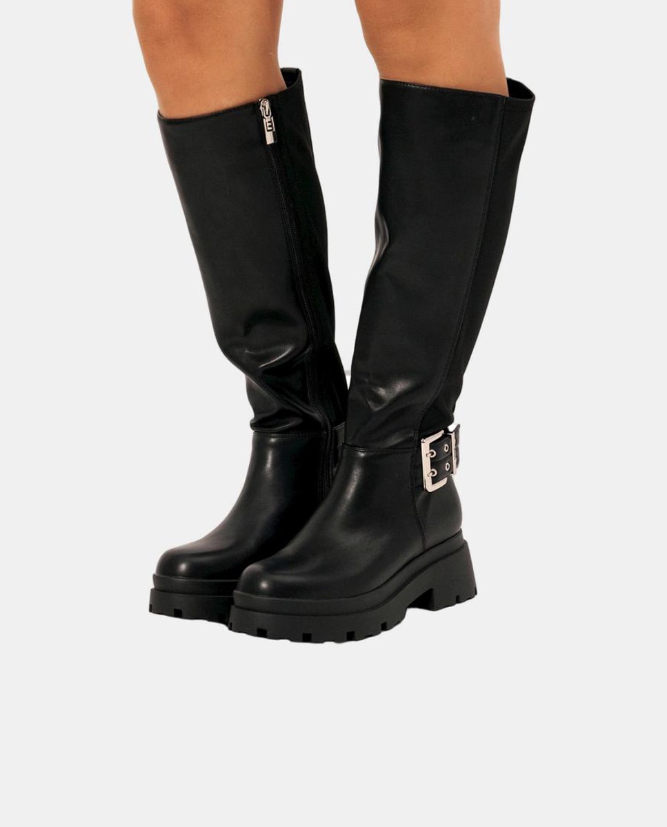 Botas Altas Estilo Biker Preto-3