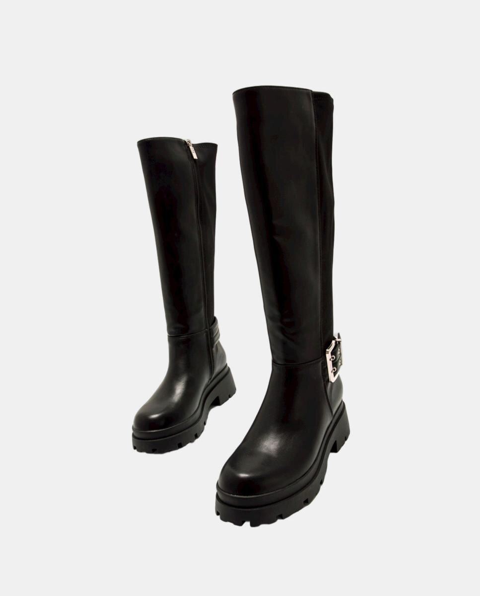 Botas Altas Estilo Biker Preto-4