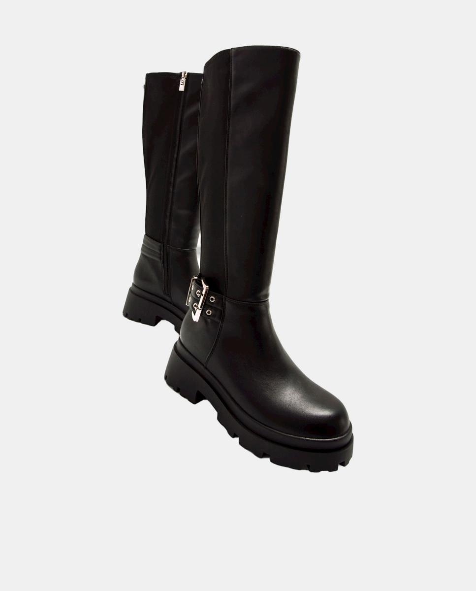 Botas Altas Estilo Biker Preto-5