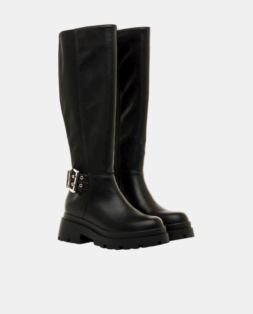 Botas Altas Estilo Biker Preto-6