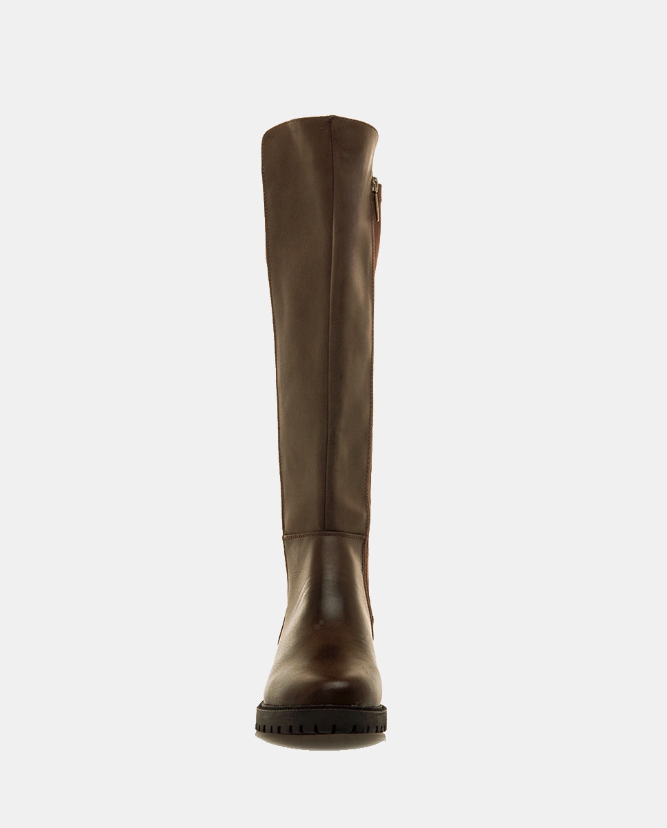 Botas Altas com Desenho Clássico e Funcional Castanho-escuro-2