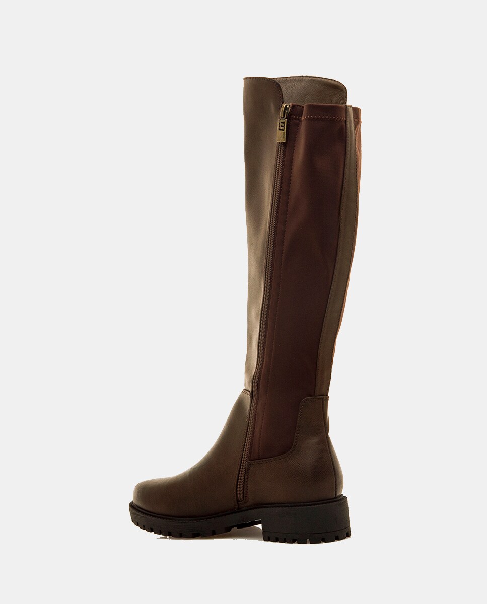 Botas Altas com Desenho Clássico e Funcional Castanho-escuro-3