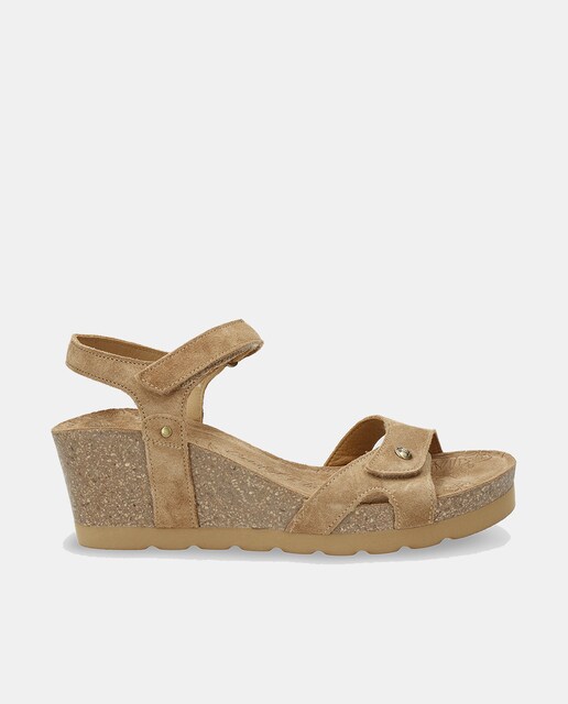 Imagem 0 de Sandálias de Cunha em Velour com Forro de Pele