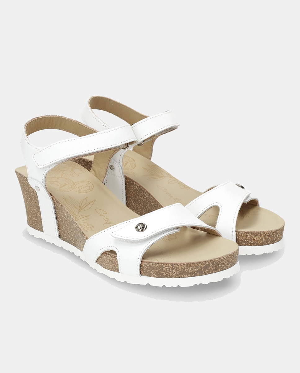 Sandálias de Cunha em Pele com Forro de Pele Branco-2