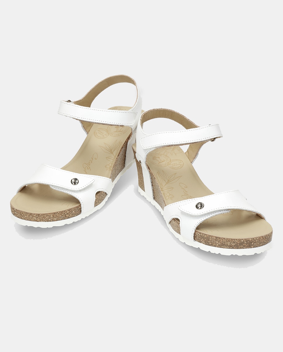 Sandálias de Cunha em Pele com Forro de Pele Branco-3