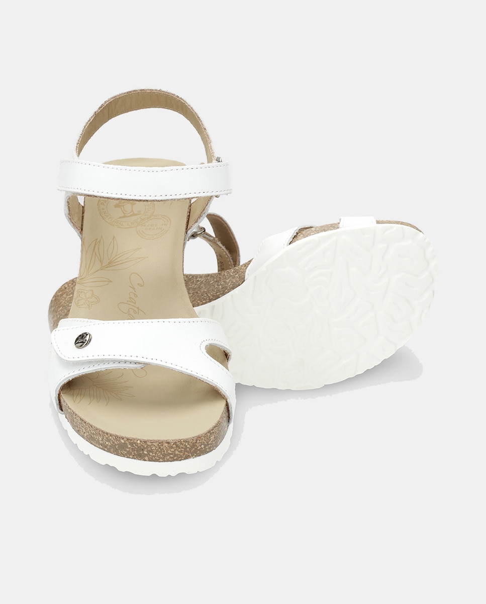 Sandálias de Cunha em Pele com Forro de Pele Branco-4
