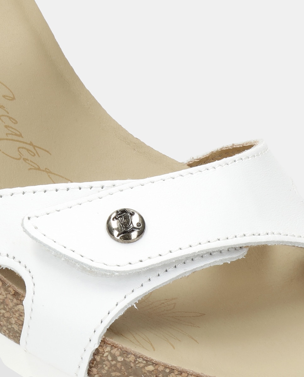 Sandálias de Cunha em Pele com Forro de Pele Branco-6
