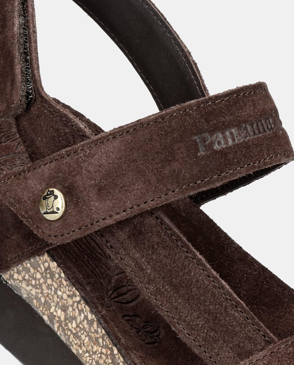 Sandálias de Plataforma em Velour com Forro de Pele Castanho-chocolate-6