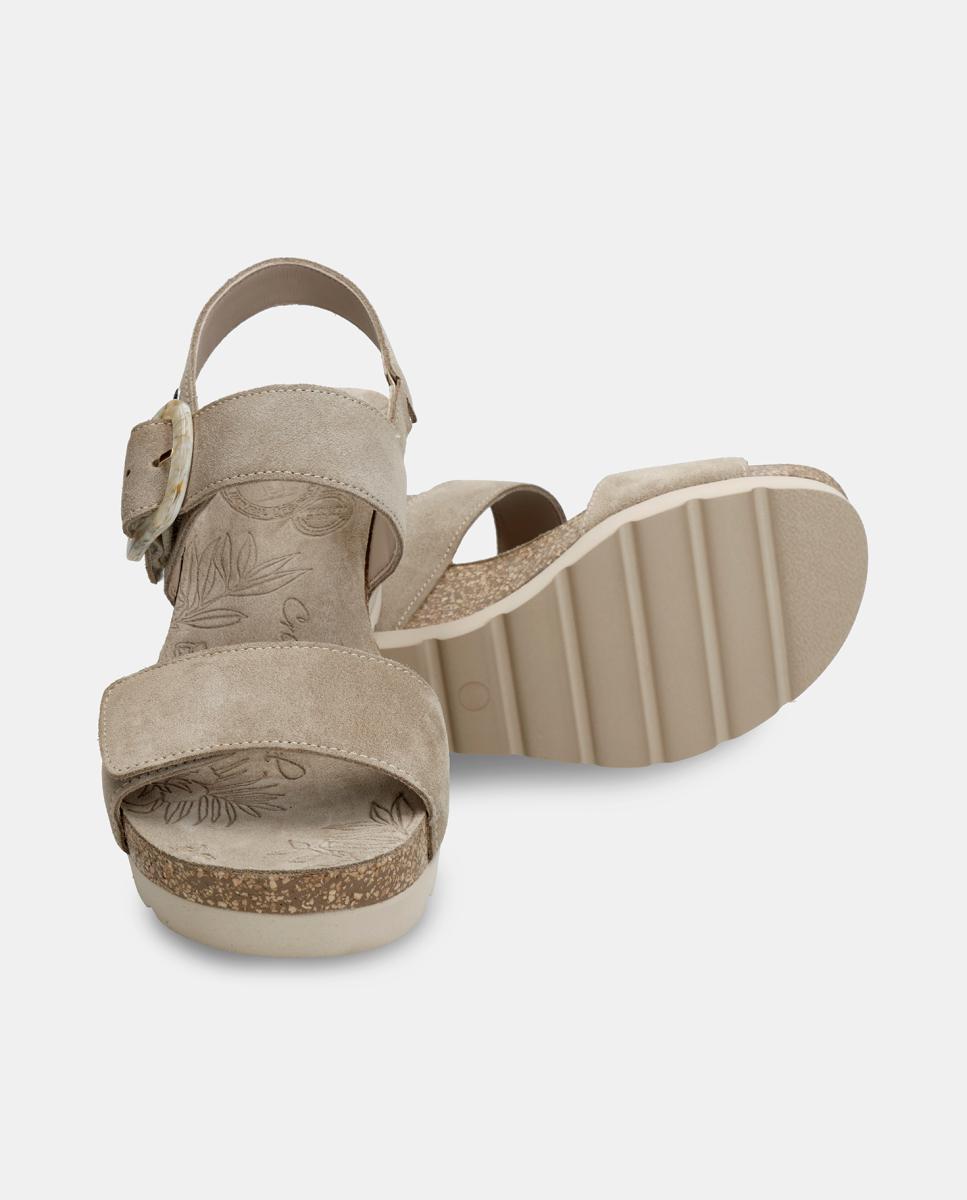 Sandálias de Cunha em Velour com Forro de Pele Natural-3