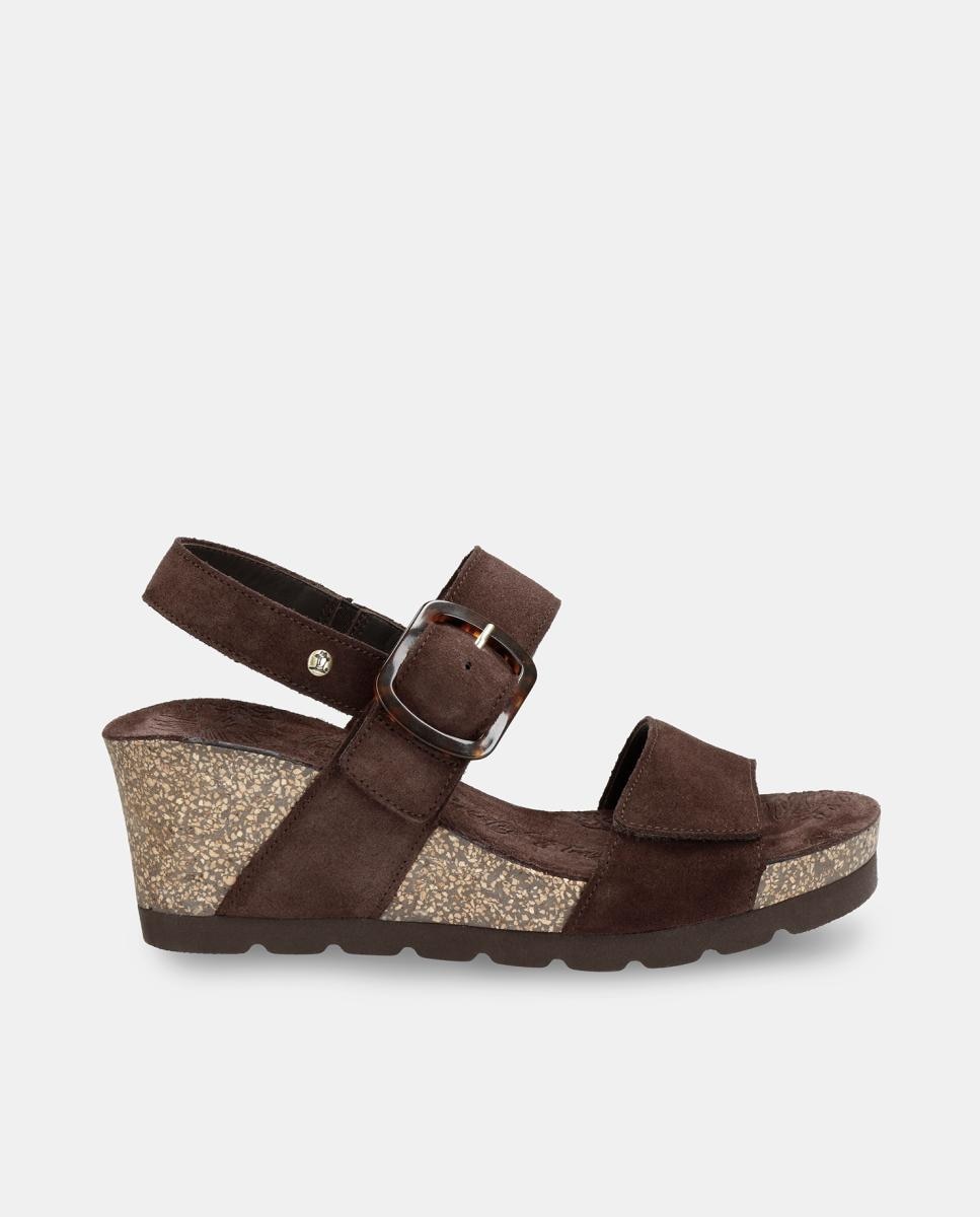 Imagem 0 de Sandálias de Cunha em Velour com Forro de Pele