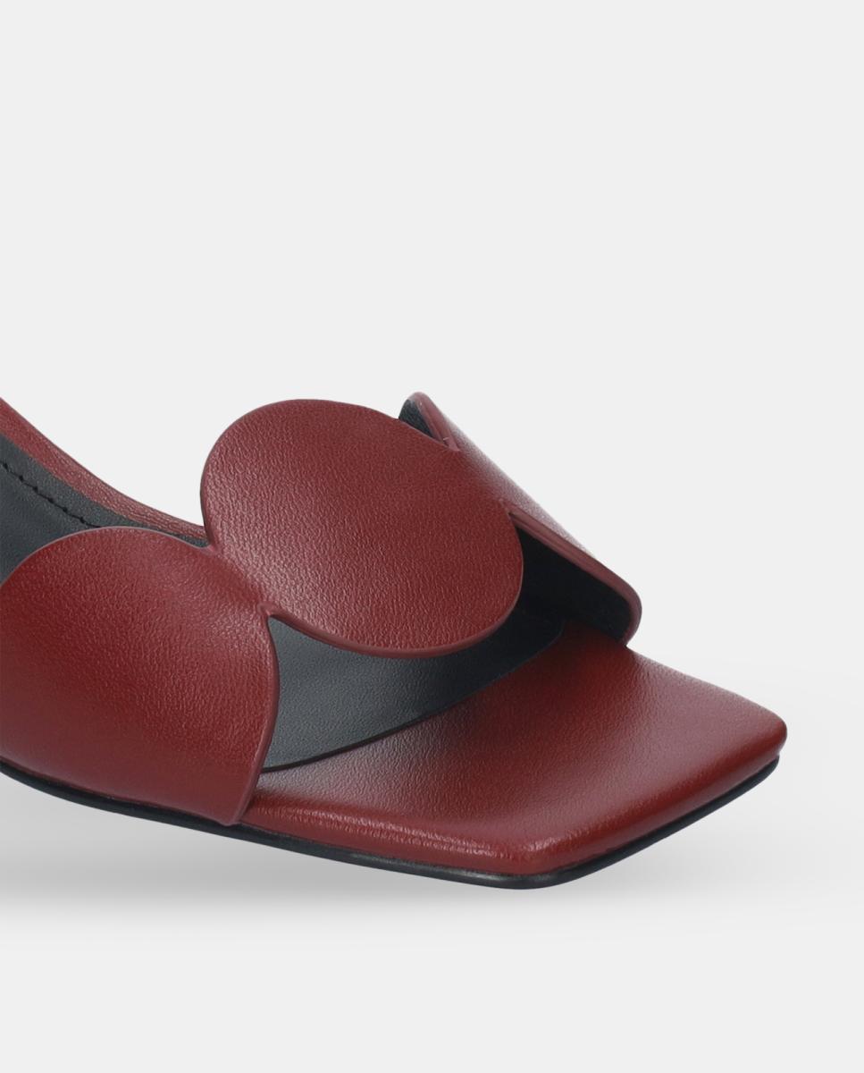 Sandálias de Salto e Pulseira com Pala de Círculos Vermelho-cereja-3