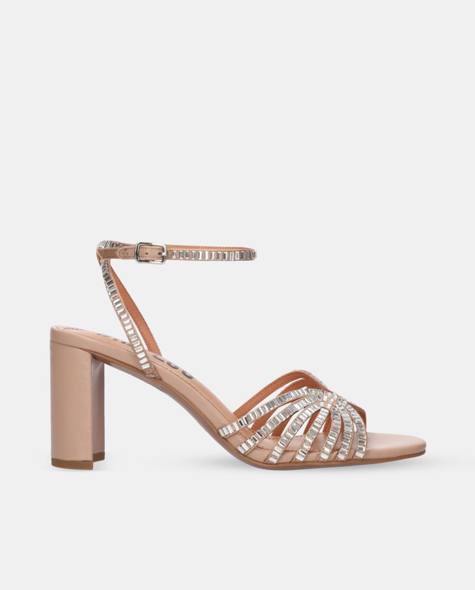 Imagem 0 de Sandálias de Salto em Têxtil