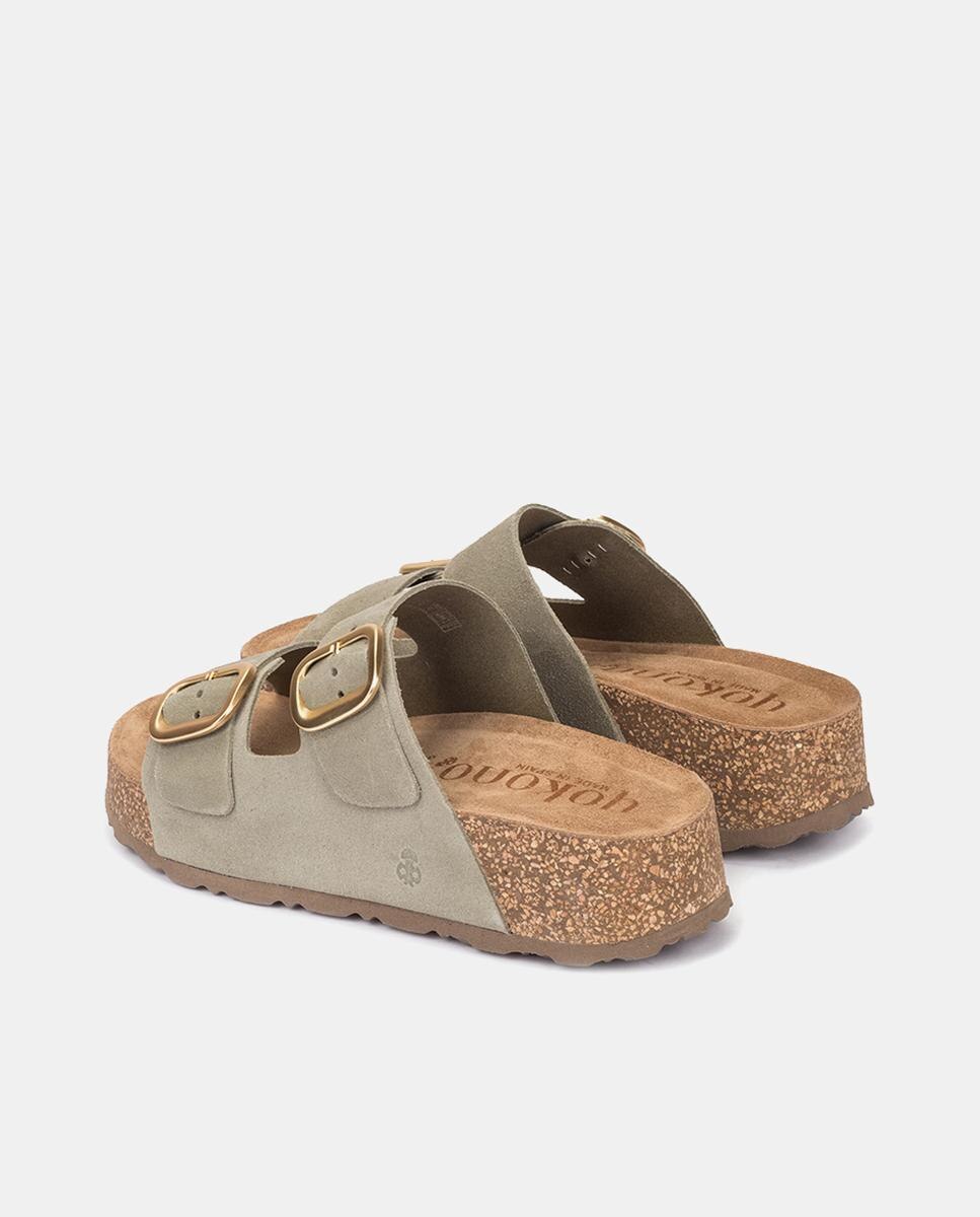 Sandalias de plataforma de mujer de piel - Yokono - Verde Oliva Verde Oliva-3