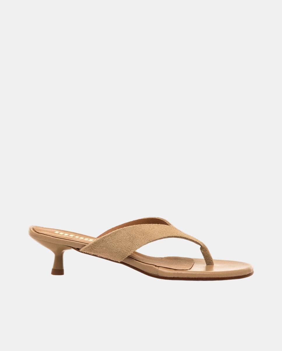 Imagen 1 de Sandalias de tacón Kitty de mujer de piel diseño tipo thong Blanco hielo