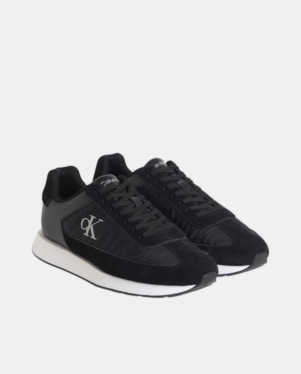 Sapatilhas Tipo Runner em Pele com Logótipo Preto-2