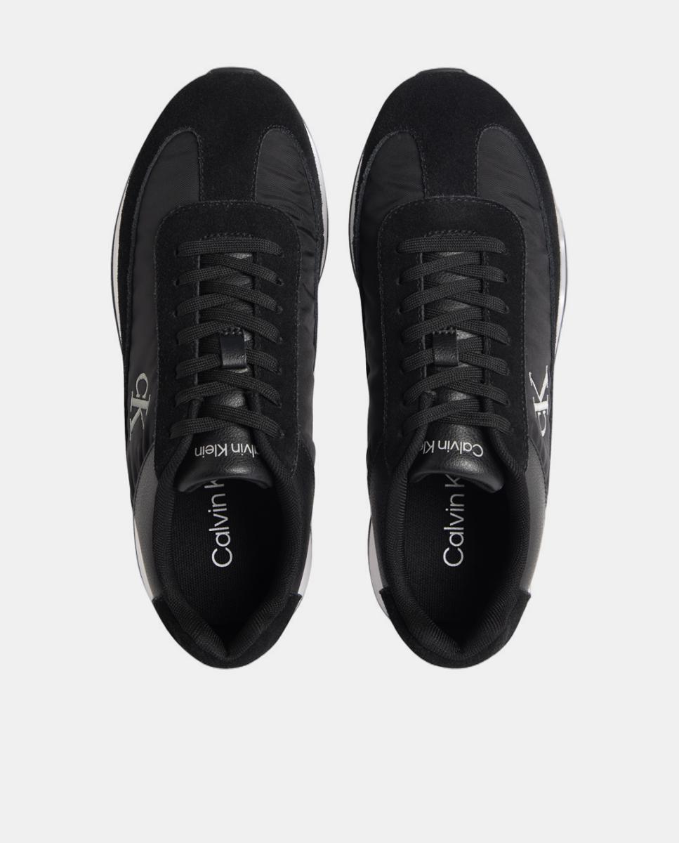 Sapatilhas Tipo Runner em Pele com Logótipo Preto-3