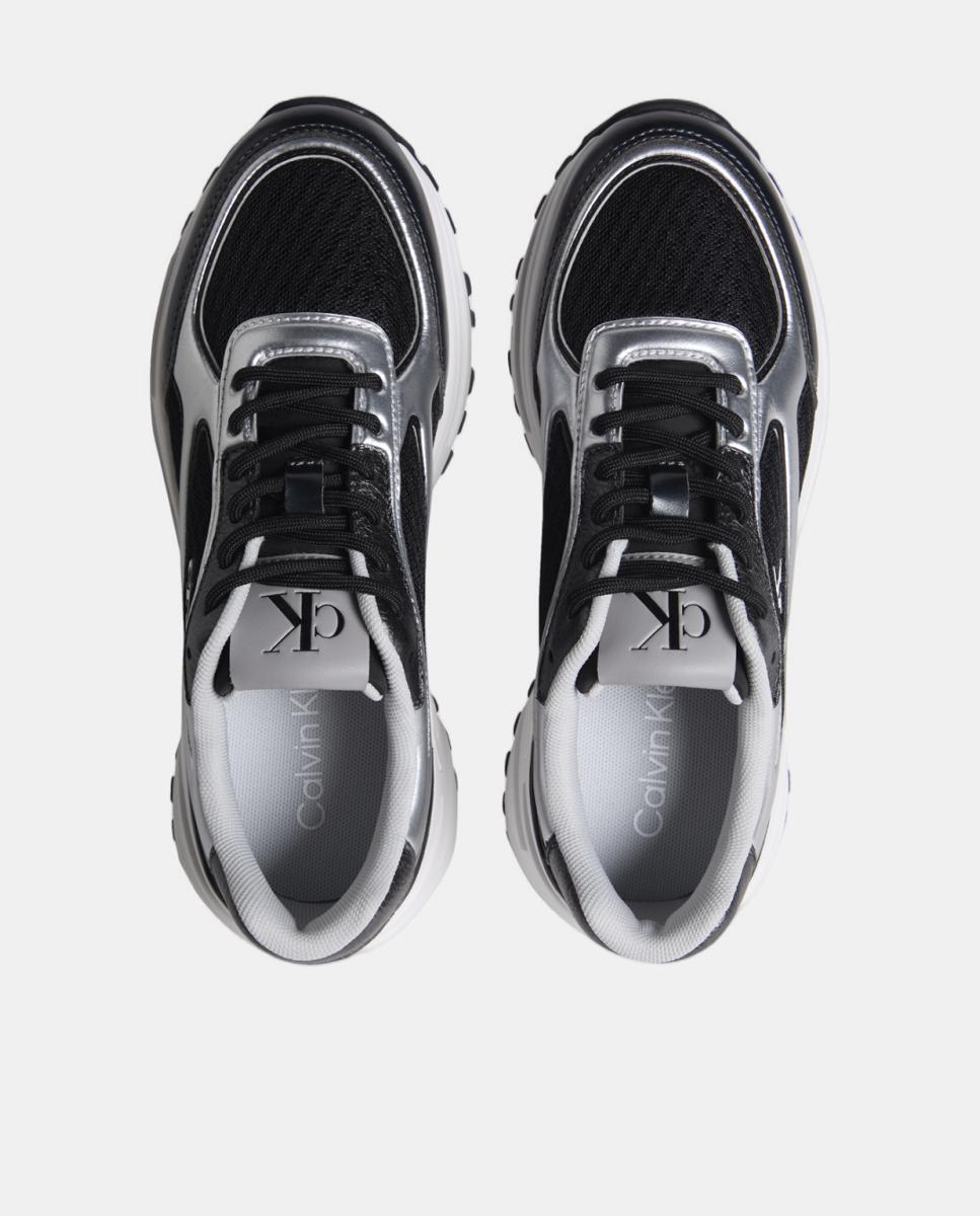 Sapatilhas Tipo Runner com Detalhes em Mesh e Detalhes Metalizados Preto-3