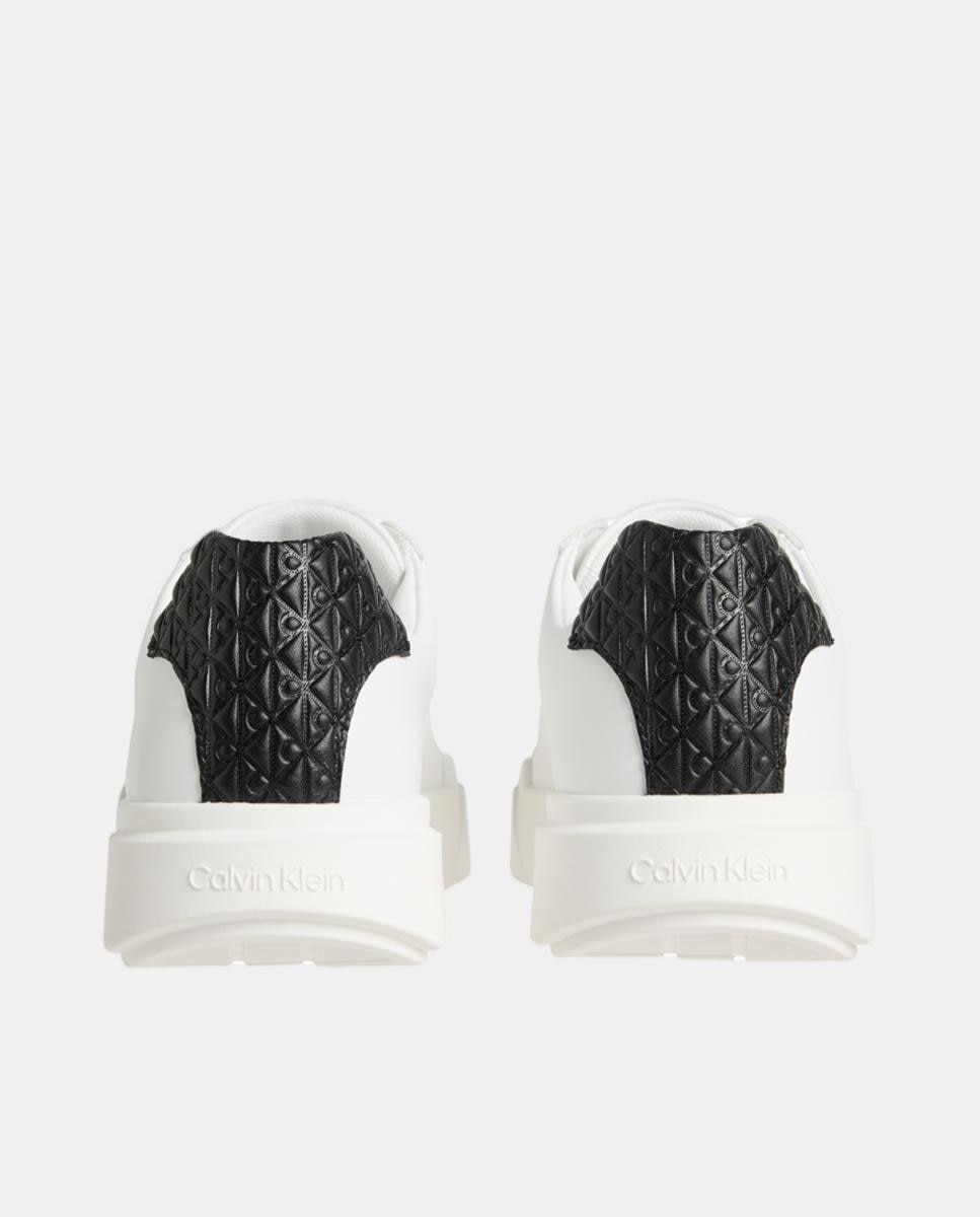 Sapatilhas Tipo Chunky em Pele com Detalhe Multilogótipo Branco-4