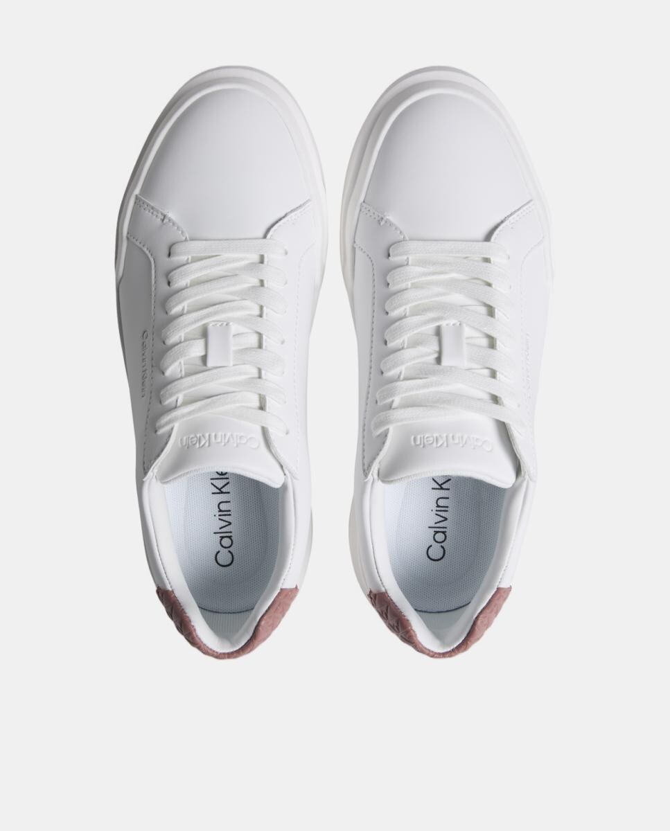 Sapatilhas Tipo Chunky em Pele com Detalhe Multilogótipo Branco-3