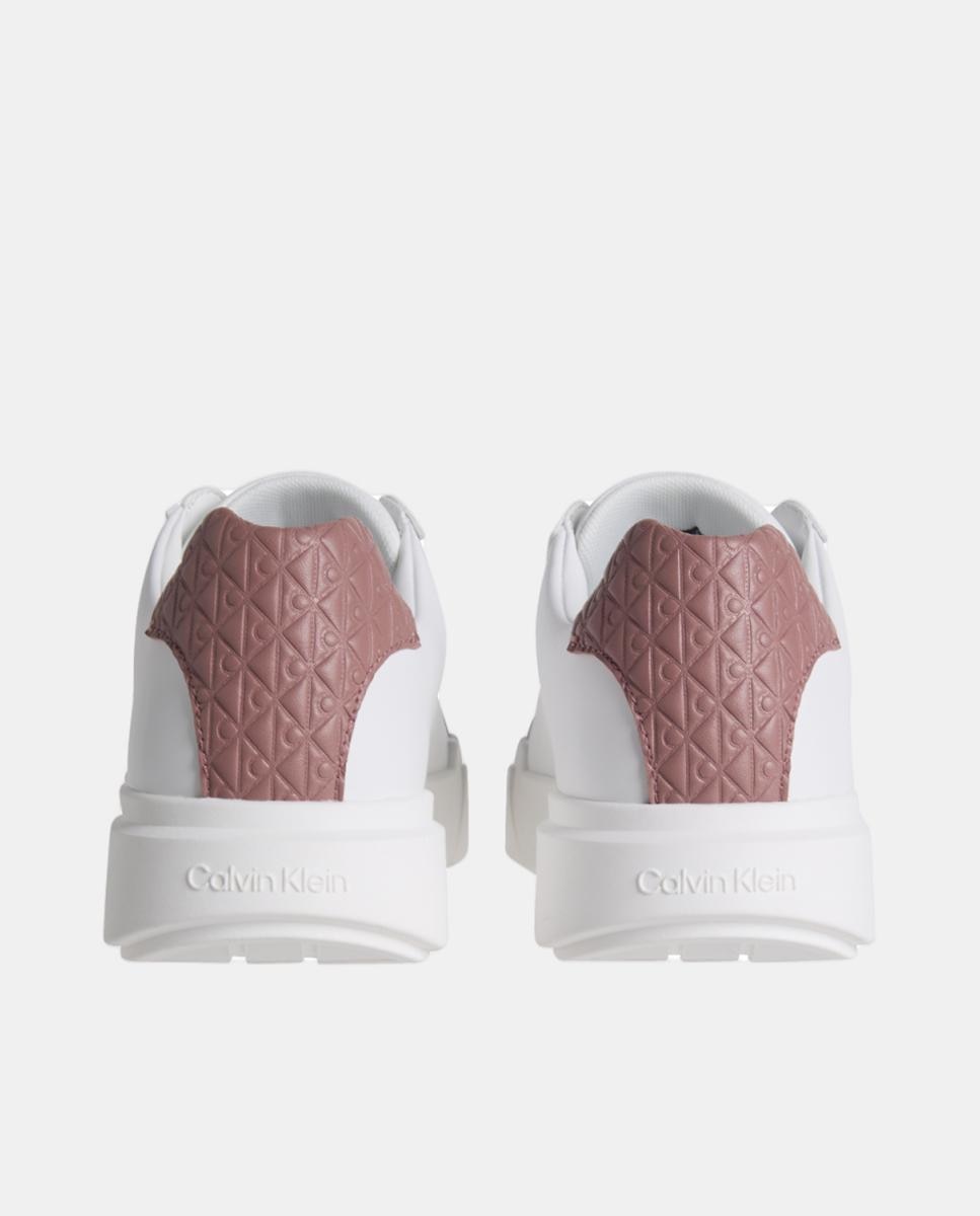 Sapatilhas Tipo Chunky em Pele com Detalhe Multilogótipo Branco-4