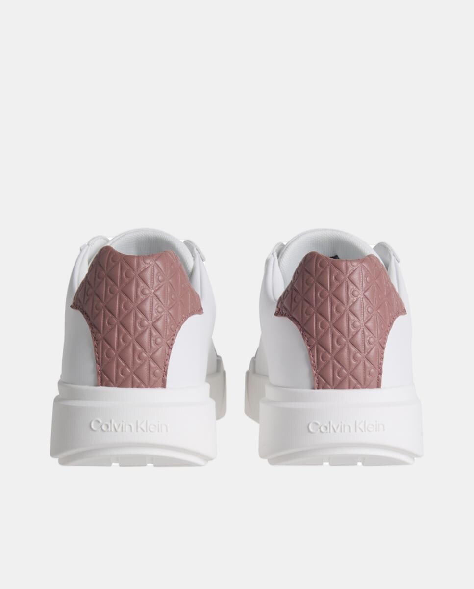 Sapatilhas Tipo Chunky em Pele com Detalhe Multilogótipo Branco-4