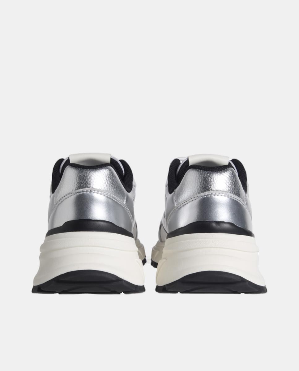Sapatilhas Tipo Runner com Detalhes em Mesh e Detalhes Metalizados Prata-4