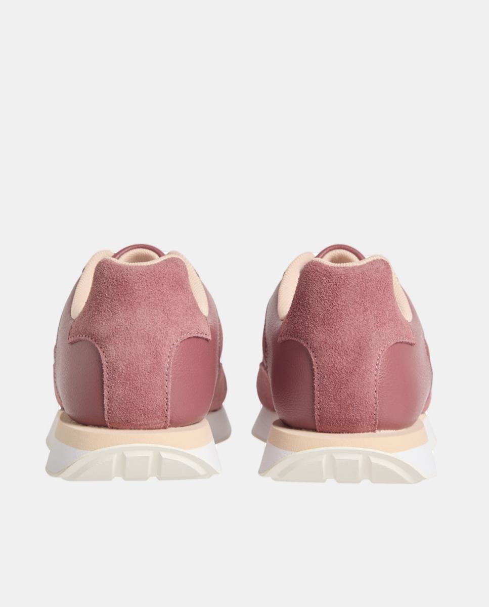 Sapatilhas Tipo Runner em Pele com Logótipo Rosa Blush-4